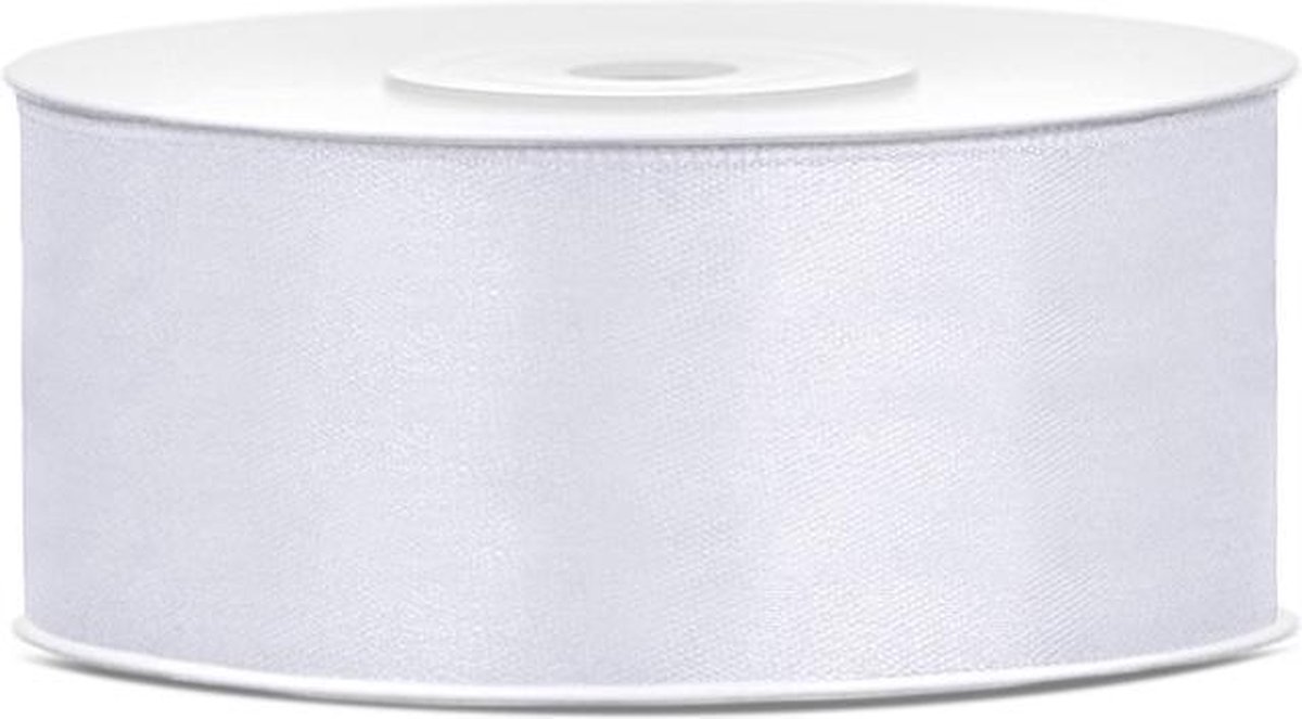 Partydeco - Satijn lint wit 25mm/rol 25m op Prijzenvolger.com