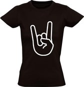 Rock Fingers  Dames t-shirt | rockmuziek | ac dc | elvis presley | rockabilly | metalicca | Zwart