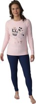VANILLA – Dames pyjama – Tweedelig – Egyptisch katoen -Slim fit – Roze/Blauw - L - PJ1238