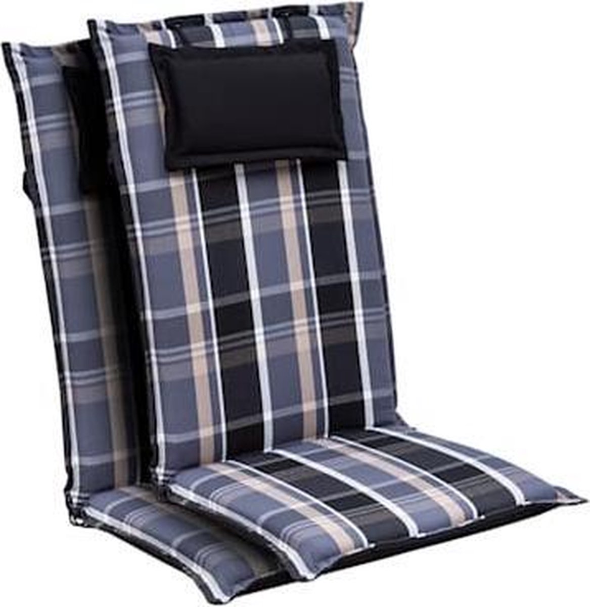 blumfeldt Elbe Tuinkussen - Set van 2 stoelkussen - zitkussen - hoge rugleuning tuinstoel - 50 x 120 x 8cm - UV bestendig dralon - Grijs / Anthraciet