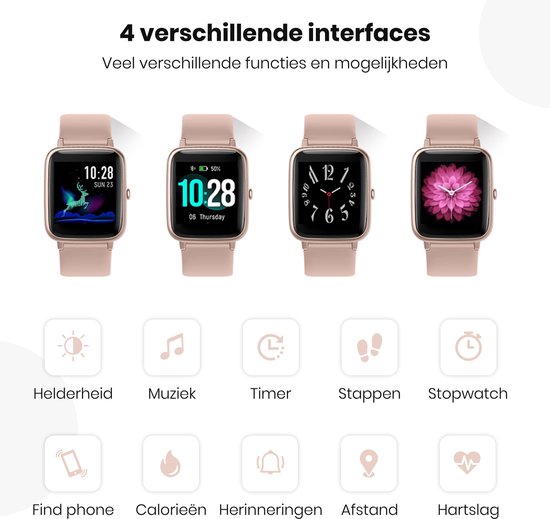 Formilo Smartwatch Dames met Screen Protector - Activity Tracker - Android en iOS - Rose Goud