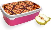 Broodtrommel Roze met Pizza Party Design