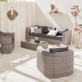 Loungeset, 5 plaatsen, afgeronde gevlochten hars