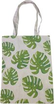 Shopping bag - Shopper - Tas - Boodschapen - Groen - Blaadjes - 43 x 33cm - Set van 2