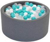 Ballenbak Donker grijs 90x40 met 250 ballen Turquoise, Wit, Transparant