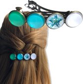 Hairpin-Haarspeld-Haaraccessoire-Hairclip-Cabochon-Ibiza-turquoise-Handmade-Haarmode
