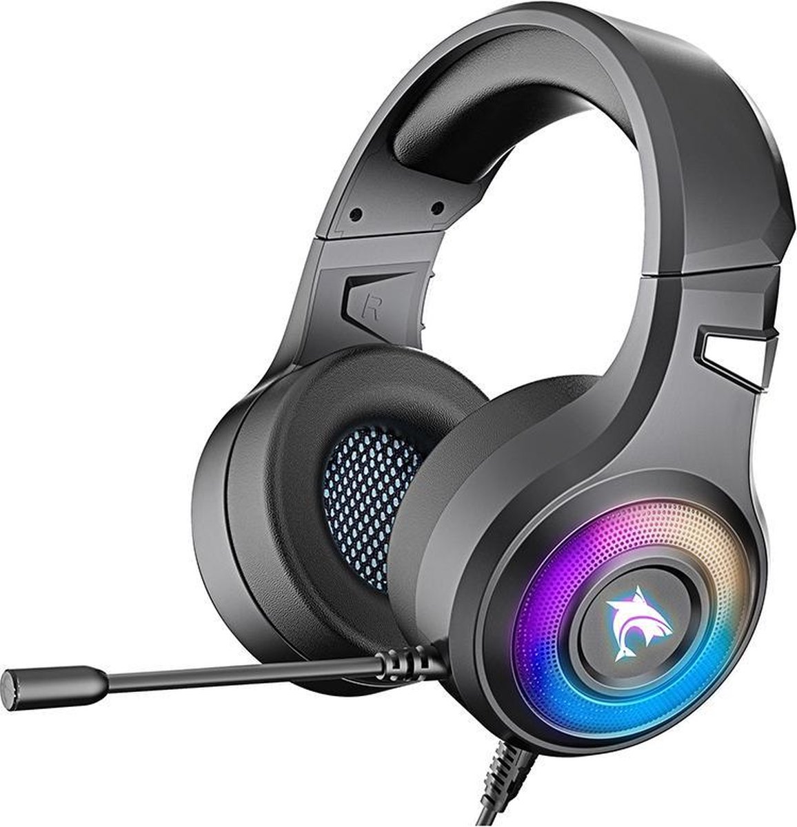 J-ANKKA F2 RGB over-ear koptelefoons - gaming headset met microfoon voor Nintendo Switch - PS4/PS5 - PC/Laptops - Xbox One - Zwart