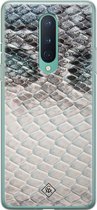 OnePlus 8 hoesje siliconen - Oh my snake | OnePlus 8 case | blauw | TPU backcover transparant