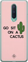 OnePlus 8 hoesje siliconen - Go sit on a cactus | OnePlus 8 case | Roze | TPU backcover transparant