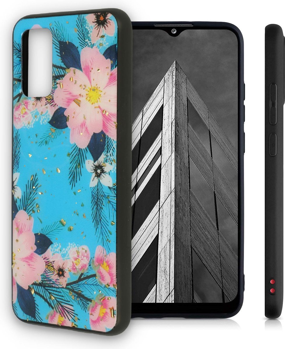 HB Hoesje Geschikt voor Samsung Galaxy A52 en A52S - Bloemen Print - Siliconen Back Cover