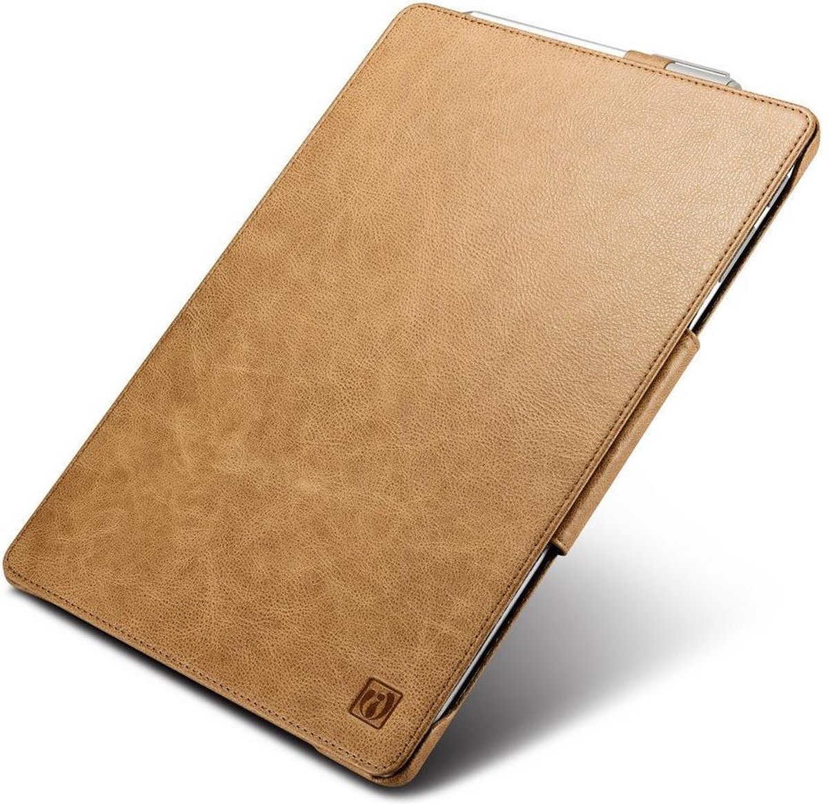 iCarer - Microsoft Surface Pro 7 Plus Hoes - Luxe Book Cover Echt Leer Licht Bruin