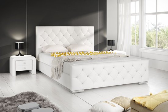 Meubles - Lit double Aventura Diamond - Blanc - 160x200 cm | bol