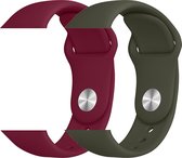 2 sport bandjes geschikt voor Apple Smartwatch 42/44 S/M – YOUNIQ – Roos Rood & Olijf – iWatch Series 1/2/3/4/5/6/SE - Horloge Band Strap geschikt voor Apple Watch