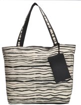 Strandtas Shopper met etui XXL - Zebra print - Streep zwart-wit