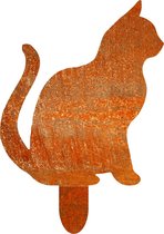 Kat met grondpin - silhouet van cortenstaal