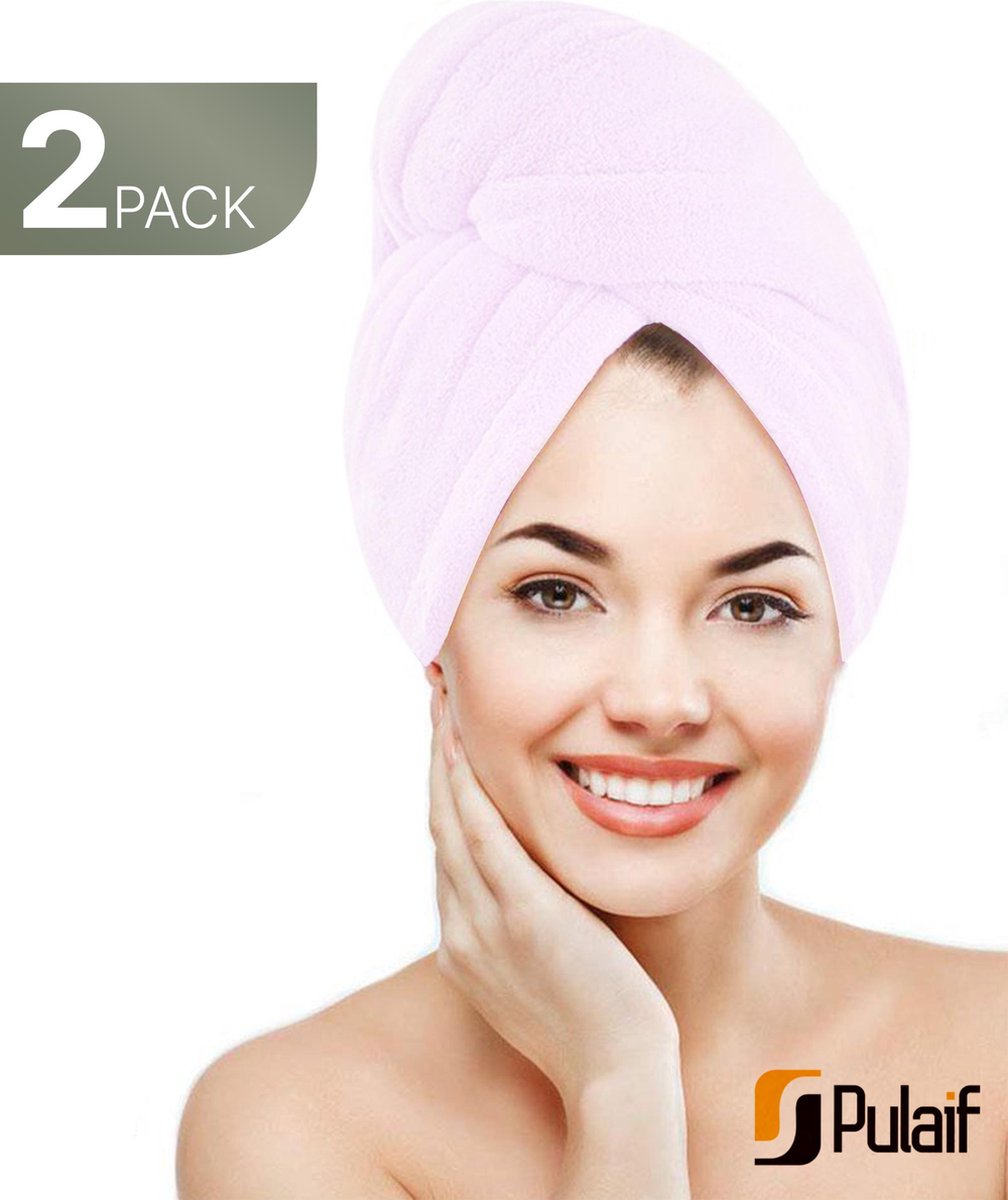 Microvezel Haarhanddoek 2 Pack – Sneldrogende Hoofdhanddoek – Vermindert Pluizig Haar – Wit