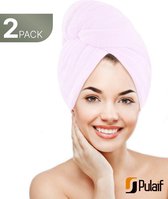 Microvezel Haarhanddoek 2 Pack – Sneldrogende Hoofdhanddoek – Vermindert Pluizig Haar – Wit