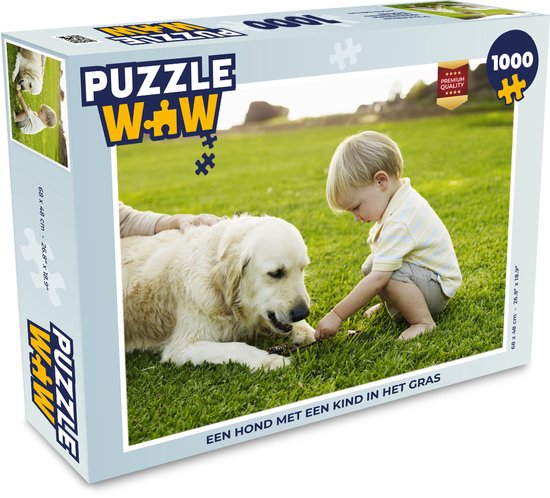 Puzzle Chiens & Bébé 1000 pièces - Un chien avec un enfant dans l'herbe |  bol.com