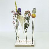Bloomincard Sette - Droogbloemen - Hip en trendy cadeautje - Droogbloemen door de brievenbus met gefeliciteerd kaart - 7 stuks in leuke cardboard kaart - 35cm hoog - verjaardagscadeau