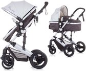 Chipolino Kinderwagen Terra - Baby wagen - 2 in 1 - Buggy - Licht en flexibel - Inclusief luiertas - Grijs