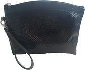 OfeliaT - Slangenprint- Clutch / Tas - Italiaans Leer - Zwart