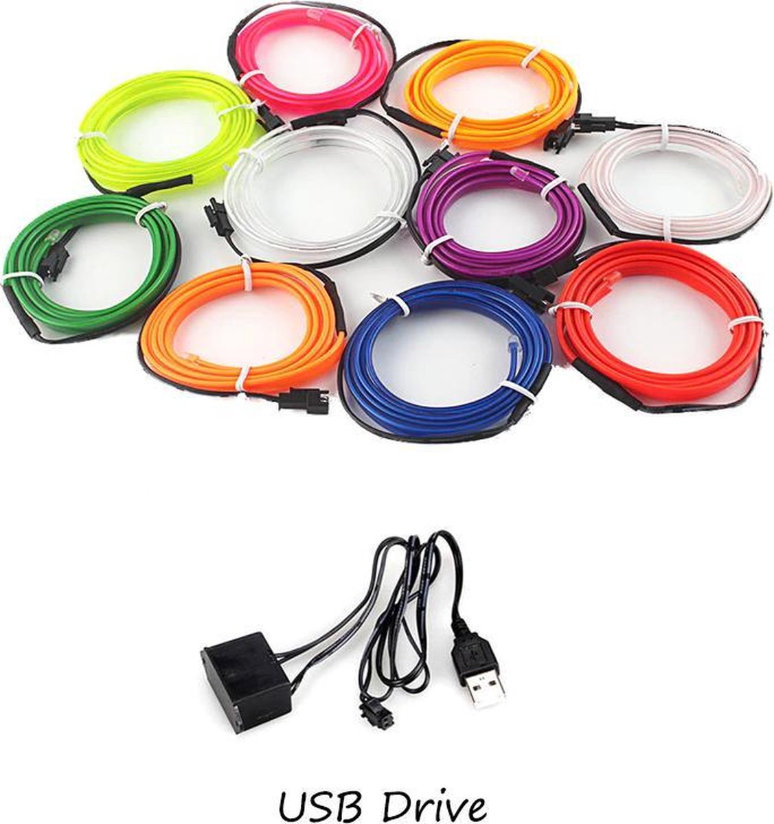 Bande LED EL 5 M Multicolore Pour Voiture - éclairage D'ambiance USB, Flexible Et Facile à Installer