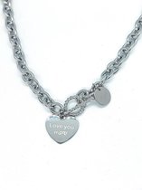 Ketting Dames- Zilver- Schakelketting Hart- Love You More- Vrouw- LiLaLove