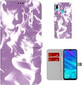 Voor Huawei P smart 2019/Honor 10 Lite Cloud Fog Patroon Horizontale Flip Lederen Case met Houder & Kaartsleuf & Portemonnee (paars)