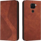 Voor Xiaomi Redmi Note 9 / Redmi 10X Skin Feel Magnetisch S-type Effen Kleur Horizontale Flip Lederen Case met Houder & Kaartsleuf & Portemonnee (Bruin)