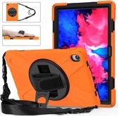 Voor Lenovo Tab P11 TB-J606F Schokbestendig Kleurrijke Siliconen + PC Beschermhoes met Houder & Handriem & Schouderriem (Oranje)