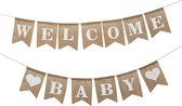 Geboorte en Babyshower Versiering Slinger Welcome Baby Babydouche -  Jute Vintage Meisje Jongen - Baby shower - babykamer decoratie