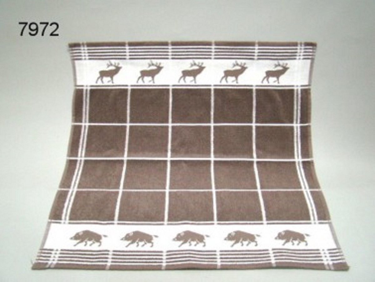 Geharo Keukendoek Hert & Wild Zwijn – 60 x 60 cm – 100% Katoen – Dierenprint – Keukenhanddoek
