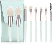 8 stuks make-up kwasten in etui mintgroen