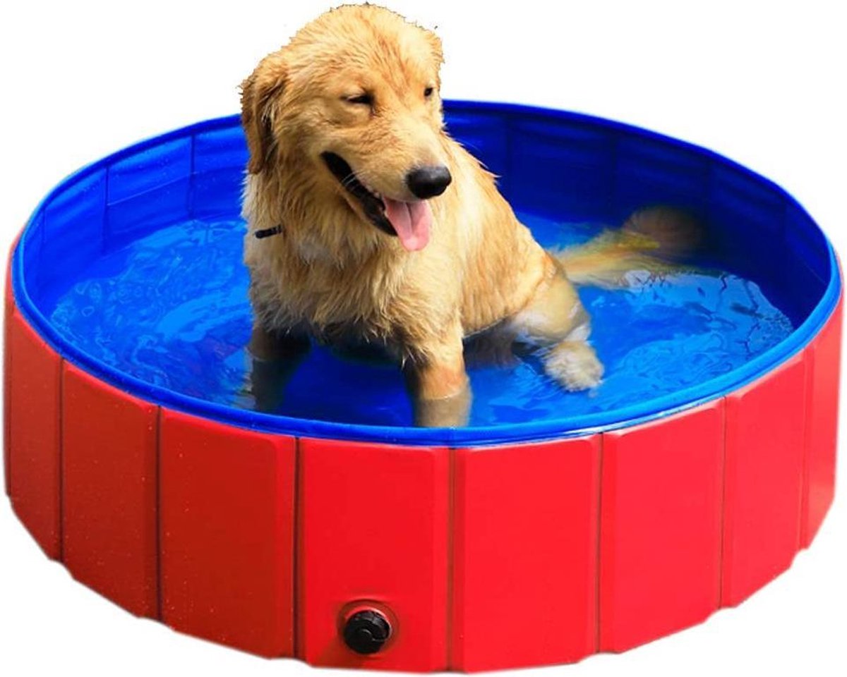 Piscine pliable pour chiens Rouge PVC - 120x30 cm