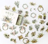 Bohemian Chique Planten Sticker Doos | Meerdere Stickers | Stickers Pakketje | Leuke Schattige Mooie Prachtige Stickers | Kratten Manden Vazen | Bloemen Planten