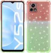 Voor vivo Y52s 5G gradiënt glitter poeder schokbestendig TPU beschermhoes (oranje groen)