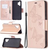 Voor Samsung Galaxy A32 4G Twee Vlinders Embossing Patroon Horizontale Flip Leren Case met Houder & Kaartsleuf & Portemonnee & Lanyard (Rose Goud)