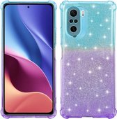 Voor Xiaomi Redmi K40 gradiënt glitter poeder schokbestendig TPU beschermhoes (blauw paars)