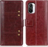 Voor Xiaomi Redmi K40 Pro Peas Crazy Horse Texture Horizontale Flip lederen tas met houder & kaartsleuven & portemonnee (bruin)