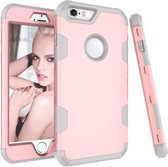 Contrastkleur siliconen + pc schokbestendig hoesje voor iPhone 6 Plus (roségoud + grijs)