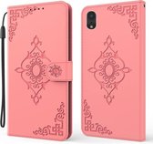 Reliëf Fortune Flower Pattern Horizontale Flip Leren Case met Houder & Kaartsleuf & Portemonnee & Lanyard Voor iPhone XR (Roze)