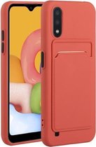 Voor Samsung Galaxy A01 kaartsleuf ontwerp schokbestendig TPU beschermhoes (pruimrood)