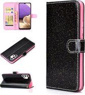 Voor Samsung Galaxy A32 5G Glitter Poeder Horizontale Flip Leren Case met Kaartsleuven & Houder & Fotolijst & Portemonnee (Zwart)