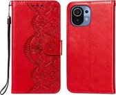 Voor Xiaomi Mi 11 Flower Vine Embossing Pattern Horizontale Flip Leather Case met Card Slot & Holder & Wallet & Lanyard (Red)