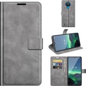 Voor Nokia 1.4 Retro Kalfspatroon Gesp Horizontale Flip Leren Case met Houder & Kaartsleuven & Portemonnee (Grijs)