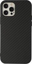 Carbon Fiber Skin PU + PC + TPU Shockprof beschermhoes voor iPhone 12 Pro Max (zwart)