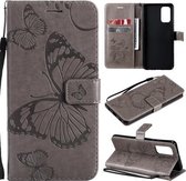 Voor Samsung Galaxy A32 4G Pressed Printing Butterfly Pattern Horizontale Flip PU Leather Case met houder & kaartsleuven & portemonnee & Lanyard (grijs)