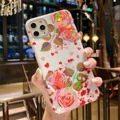 IMD Laser Flower Pattern TPU beschermhoes voor iPhone 11 Pro (Red Rose)