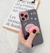 Geschilderd patroon TPU beschermhoes met rechte rand en fijne gaten voor iPhone 11 Pro Max (zwart)