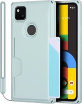 Voor Google Pixel 4a Armor schokbestendig TPU + pc-hardcase met kaartsleufhouder Funtion (lichtblauw)